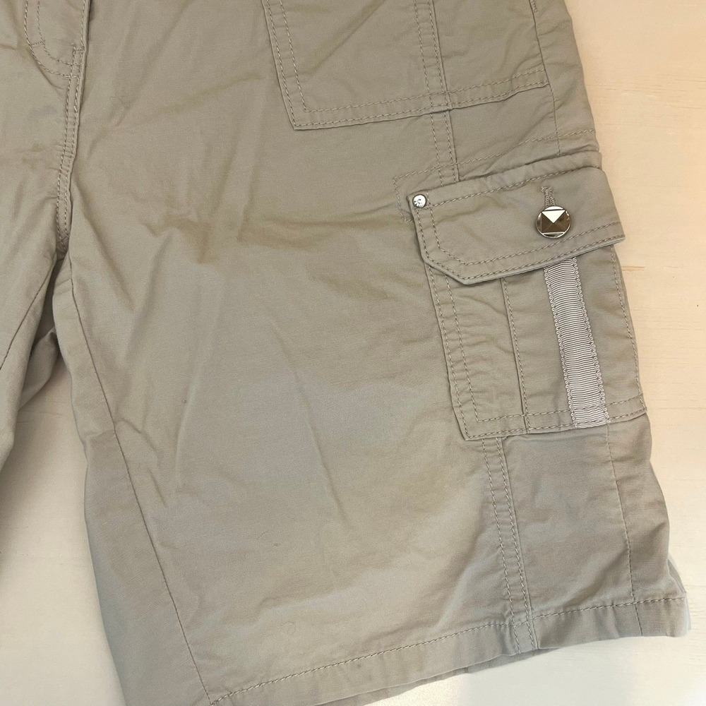 WHBM Pret-A-Play Size 2 Khaki Cargo Shorts Utlility Grosgrain Gorpcore 9" Inseam - Picture 2 of 9